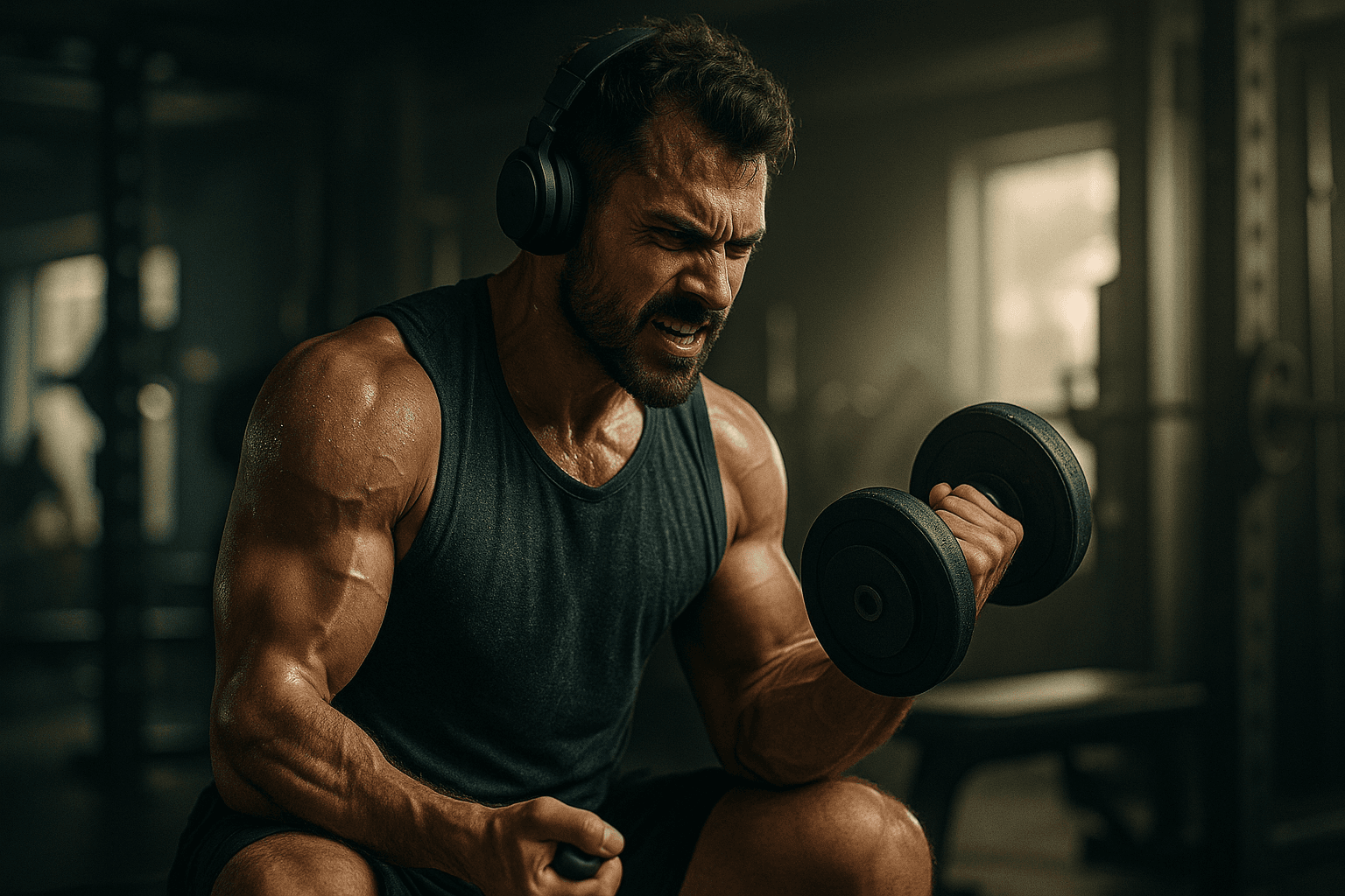 Gym scene with headphones