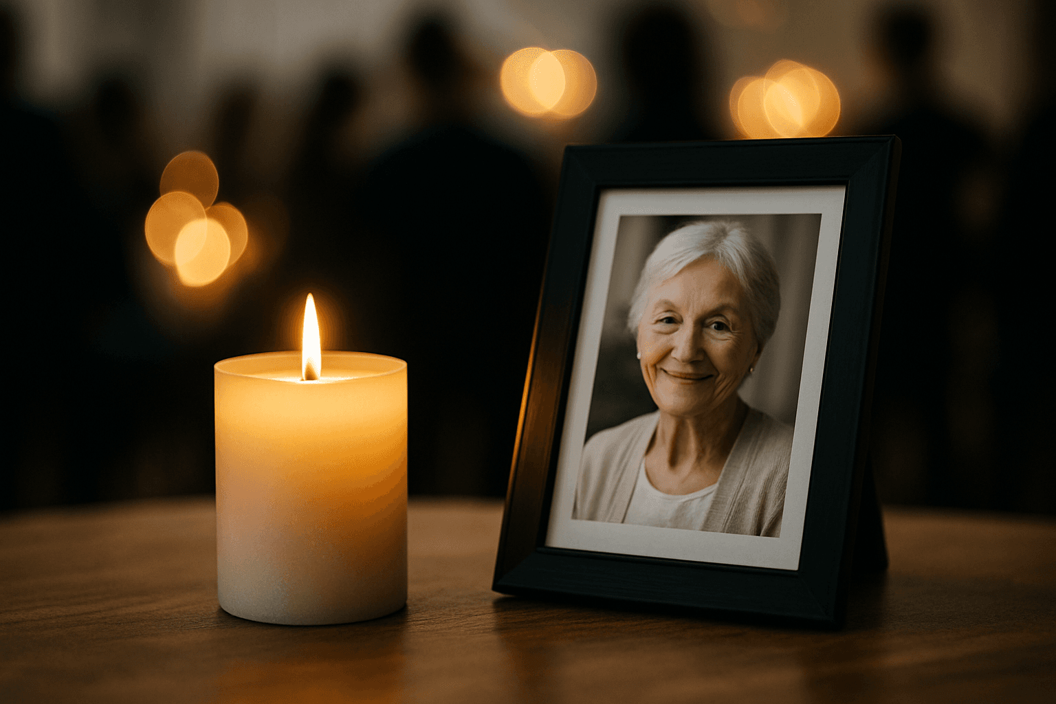 Candle and framed photo